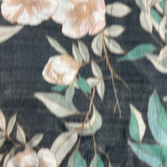 Lauren Conrad Womens sz XL Top Gray Floral Flared Sleeve Button Open Back Blouse - Picture 8 of 13